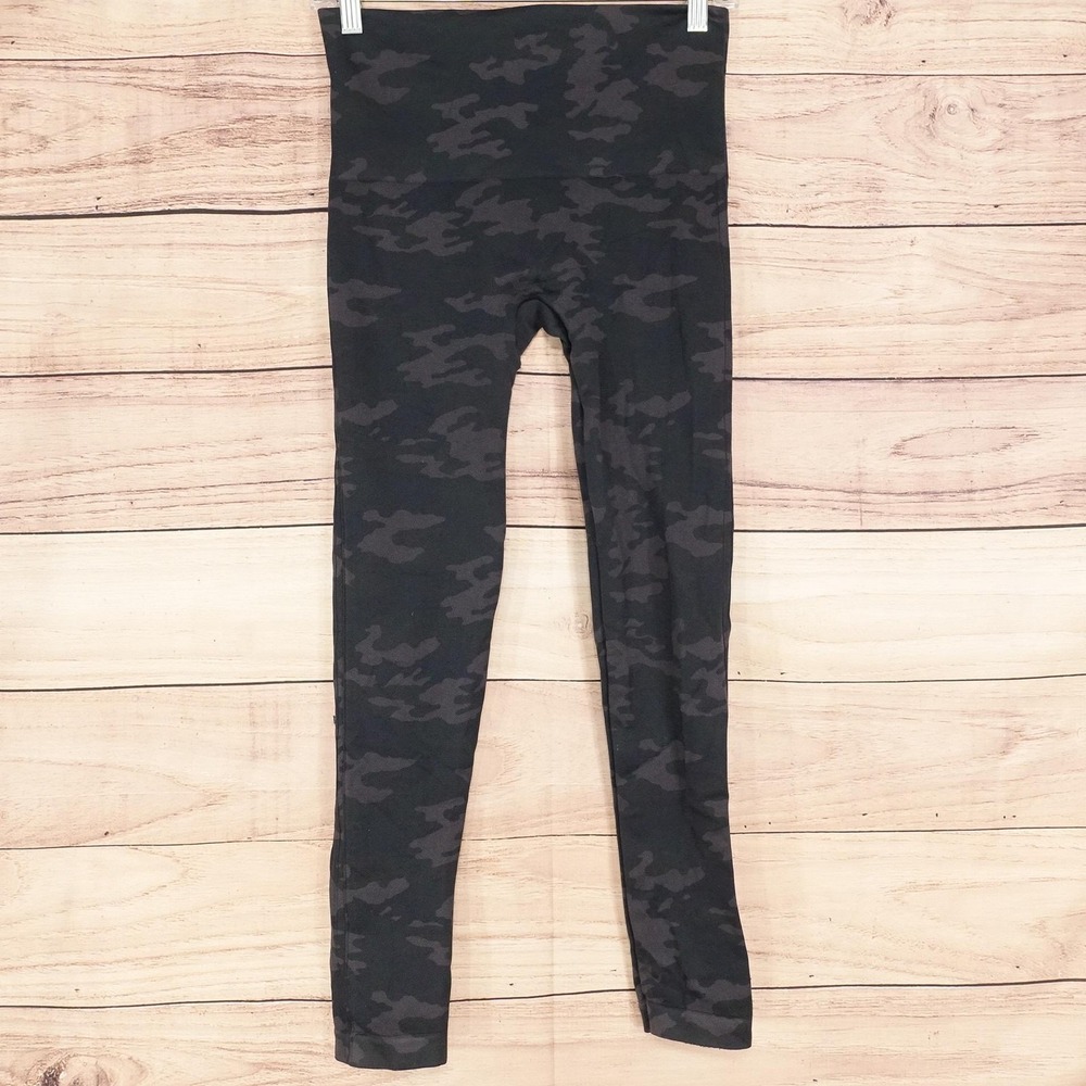 SPANX Leggings Womens L Black Camo Ankle Skinny High Rise Shaping Yoga Gym